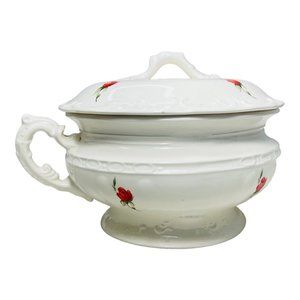 Vintage Ceramic Soup Tureen  With Cover Antique Roses Unbranded